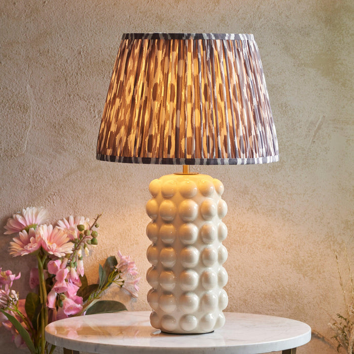 Bobble White Ceramic Table Lamp & Ikat 35cm Pearl Grey Shade by Endon Lighting — suits living rooms, bedrooms & offices