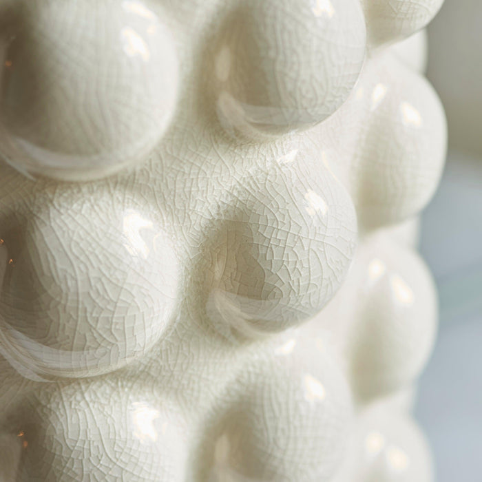 Bobble White Ceramic Table Lamp & Ikat 35cm Pearl Grey Shade — additional angle