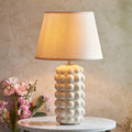 Bobble White Ceramic Table Lamp & Ivy 35cm Vintage White Shade by Endon Lighting — suits living rooms, bedrooms & offices