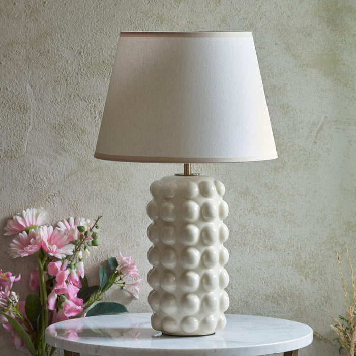 Bobble White Ceramic Table Lamp & Ivy 35cm Vintage White Shade — additional angle