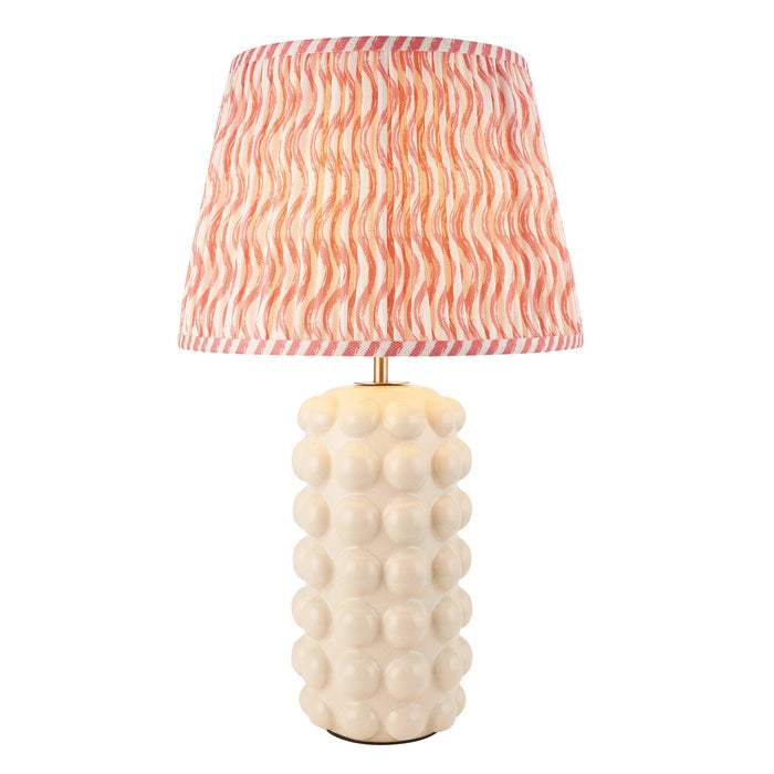 Bobble White Ceramic Table Lamp & Ripple 35cm Coral Pink Shade — alternate view