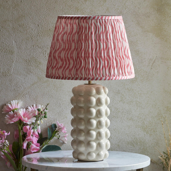Bobble White Ceramic Table Lamp & Ripple 35cm Coral Pink Shade — additional angle