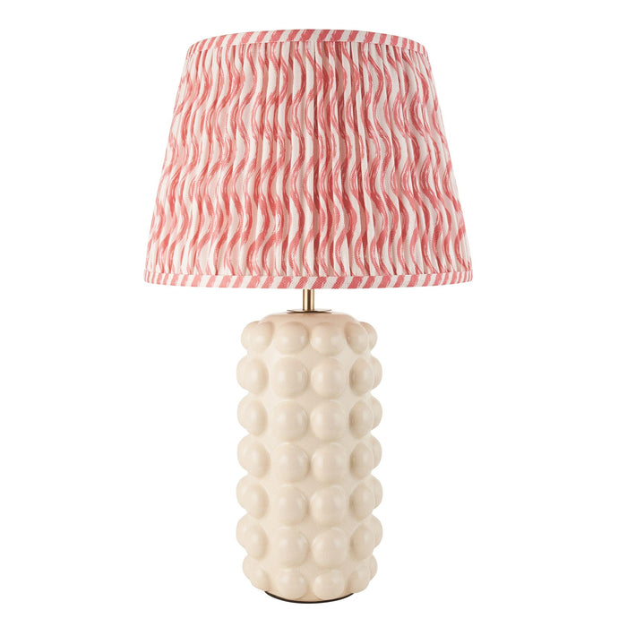 Bobble White Ceramic Table Lamp & Ripple 35cm Coral Pink Shade — lifestyle setting