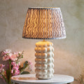Bobble White Ceramic Table Lamp & Ripple 35cm Pearl Grey Shade by Endon Lighting — suits living rooms, bedrooms & offices