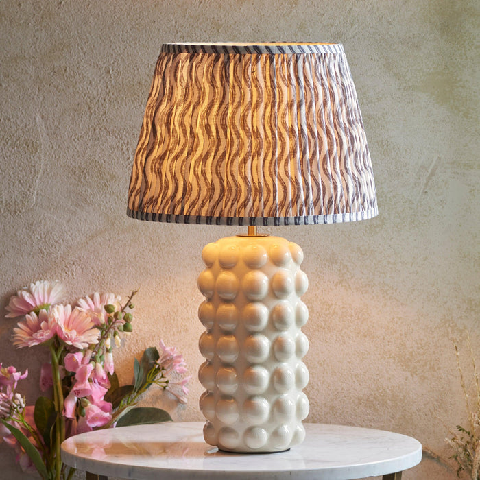 Bobble White Ceramic Table Lamp & Ripple 35cm Pearl Grey Shade by Endon Lighting — suits living rooms, bedrooms & offices