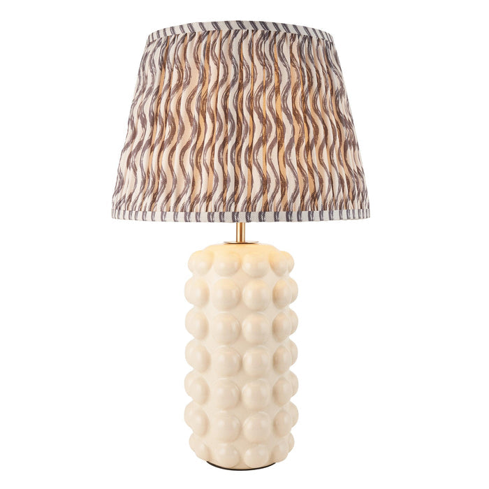 Bobble White Ceramic Table Lamp & Ripple 35cm Pearl Grey Shade — alternate view
