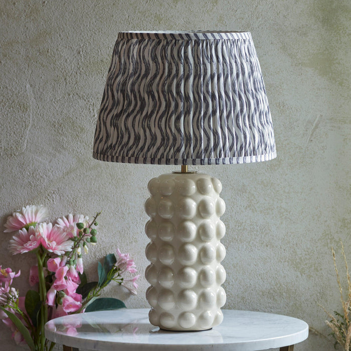 Bobble White Ceramic Table Lamp & Ripple 35cm Pearl Grey Shade — additional angle