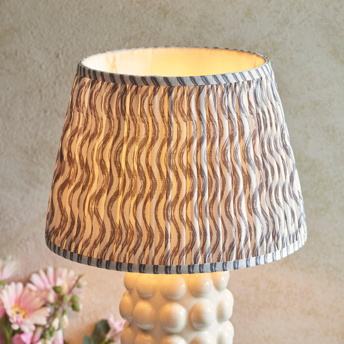 Bobble White Ceramic Table Lamp & Ripple 35cm Pearl Grey Shade — lifestyle setting