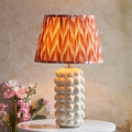 Bobble White Ceramic Table Lamp & Zigzag 35cm Apricot Orange Shade by Endon Lighting — suits living rooms, bedrooms & offices