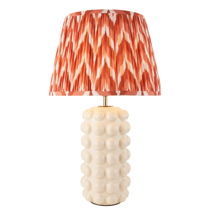 Bobble White Ceramic Table Lamp & Zigzag 35cm Apricot Orange Shade — alternate view