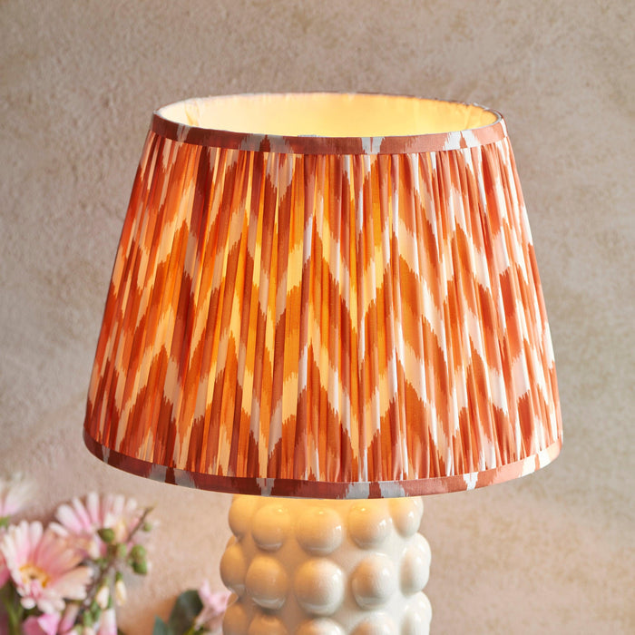 Bobble White Ceramic Table Lamp & Zigzag 35cm Apricot Orange Shade — additional angle