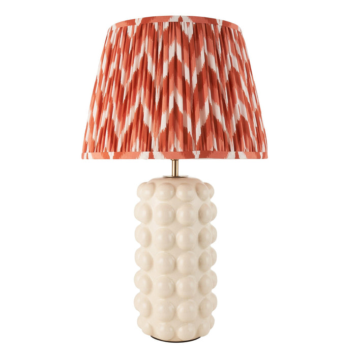 Bobble White Ceramic Table Lamp & Zigzag 35cm Apricot Orange Shade — side profile