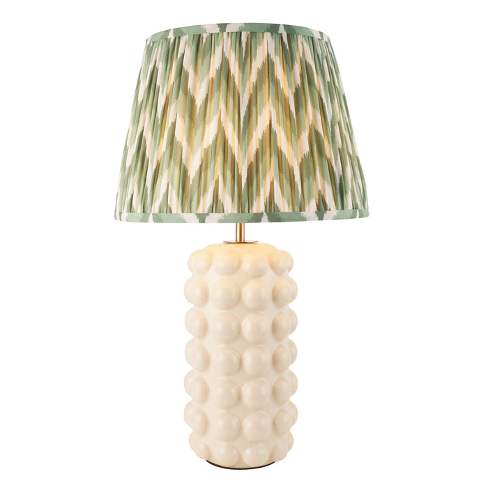 Bobble White Ceramic Table Lamp & Zigzag 35cm Cotswold Green Shade — alternate view