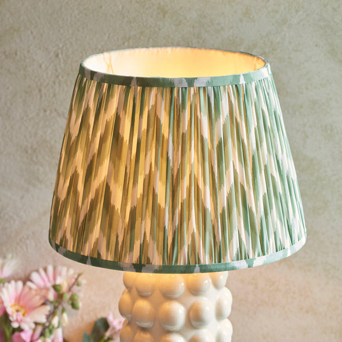 Bobble White Ceramic Table Lamp & Zigzag 35cm Cotswold Green Shade — additional angle