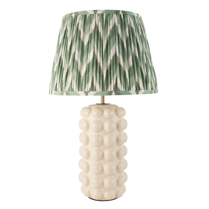 Bobble White Ceramic Table Lamp & Zigzag 35cm Cotswold Green Shade — side profile