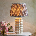 Bobble White Ceramic Table Lamp & Zigzag 35cm Pearl Grey Shade by Endon Lighting — suits living rooms, bedrooms & offices