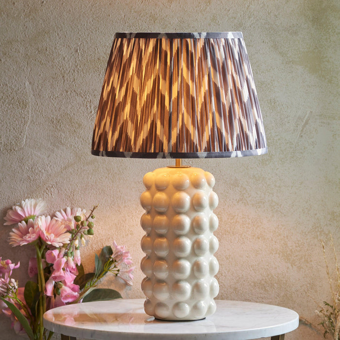 Bobble White Ceramic Table Lamp & Zigzag 35cm Pearl Grey Shade by Endon Lighting — suits living rooms, bedrooms & offices