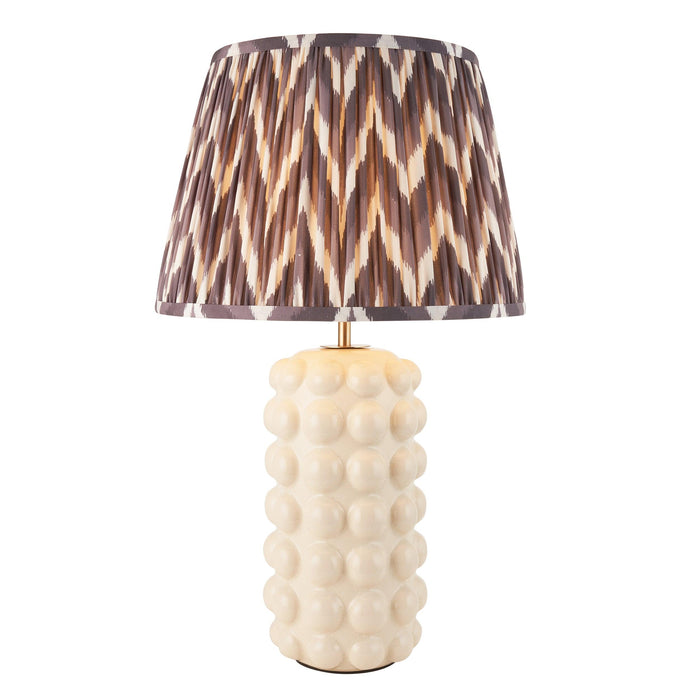 Bobble White Ceramic Table Lamp & Zigzag 35cm Pearl Grey Shade — alternate view