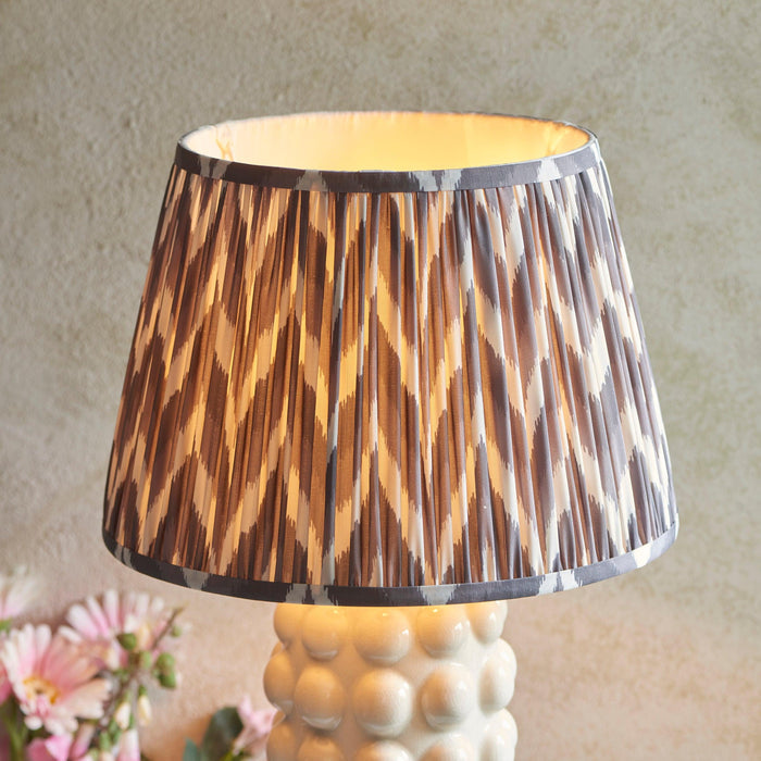 Bobble White Ceramic Table Lamp & Zigzag 35cm Pearl Grey Shade — additional angle