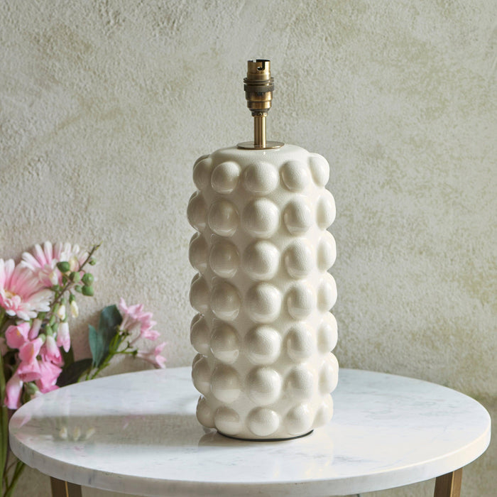 Bobble White Ceramic Table Lamp & Zigzag 35cm Pearl Grey Shade — lifestyle setting