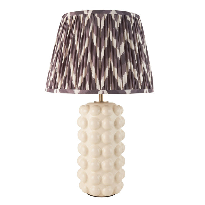 Bobble White Ceramic Table Lamp & Zigzag 35cm Pearl Grey Shade — side profile