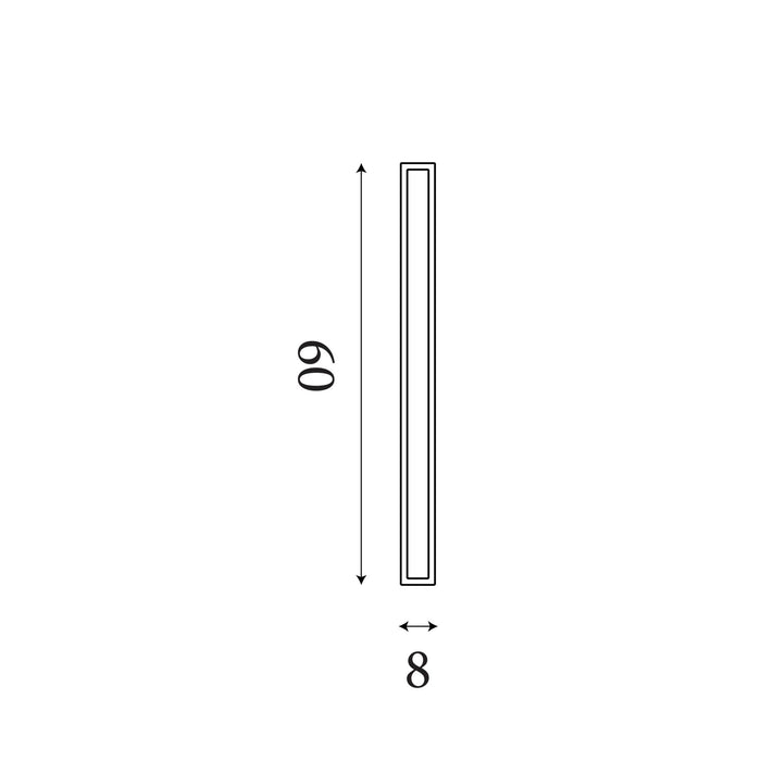 Dimension diagram of the Bordo Outdoor, Sand Black, LED Wall Light - IP65 with height and width in cm.