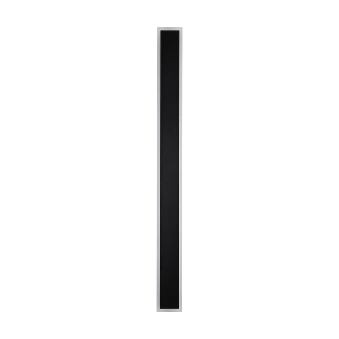 Bordo sand black tall LED wall bar unlit on white with textured panel and frosted frame