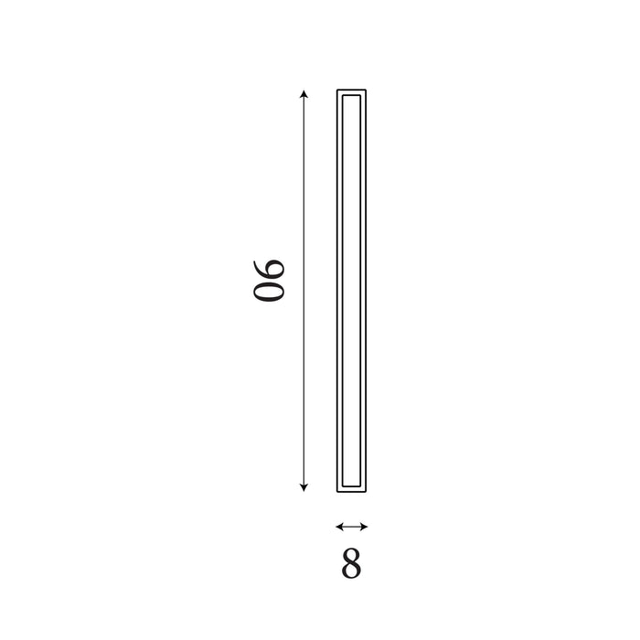 Dimension diagram of the Bordo Outdoor, Sand Black, Square LED Wall Light - IP65 with height and width in cm.