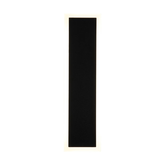 Bordo sand black square LED wall light lit with a glowing warm border around a black face