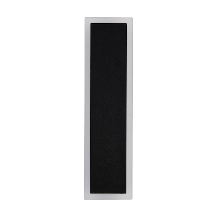 Bordo sand black rectangular LED wall light unlit on white with textured black panel