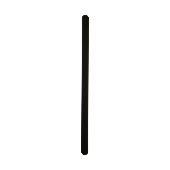 Bordo sand black LED outdoor wall light lit, tall slim bar with a glowing warm perimeter edge