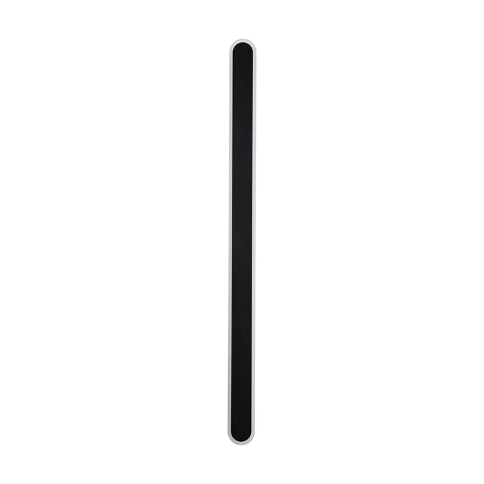 Bordo sand black LED wall light unlit on white, long slim rounded bar in textured sand black