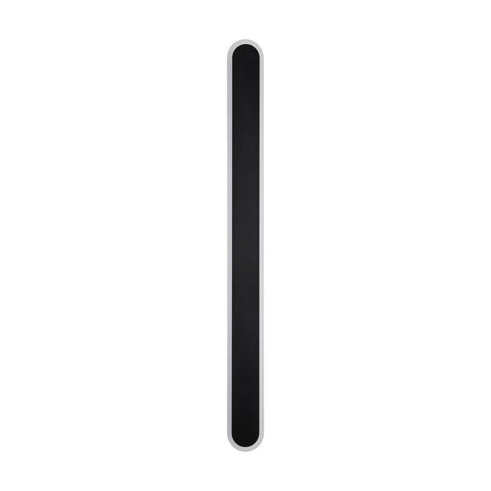 Bordo sand black LED wall light unlit on white, slender rounded bar with textured black face