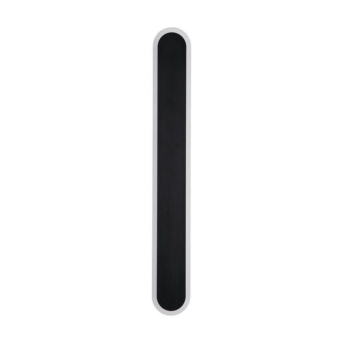 Bordo sand black LED wall light unlit on white, short rounded bar with textured black finish
