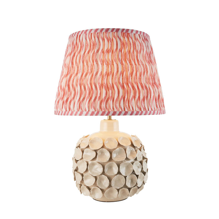 Borello Ivory Ceramic Table Lamp & Ripple 35cm Coral Pink Shade — alternate view