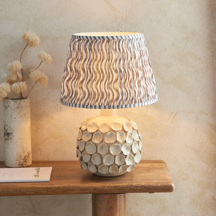 Borello Ivory Ceramic Table Lamp & Ripple 35cm Pearl Grey Shade by Endon Lighting — suits living rooms, bedrooms & offices