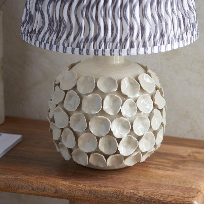 Borello Ivory Ceramic Table Lamp & Ripple 35cm Pearl Grey Shade — additional angle