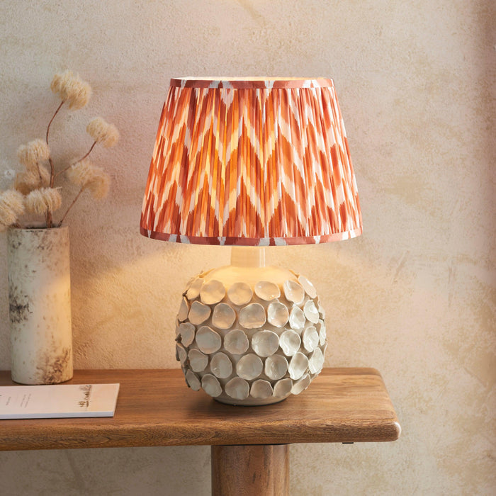 Borello Ivory Ceramic Table Lamp & Zigzag 35cm Apricot Orange Shade by Endon Lighting