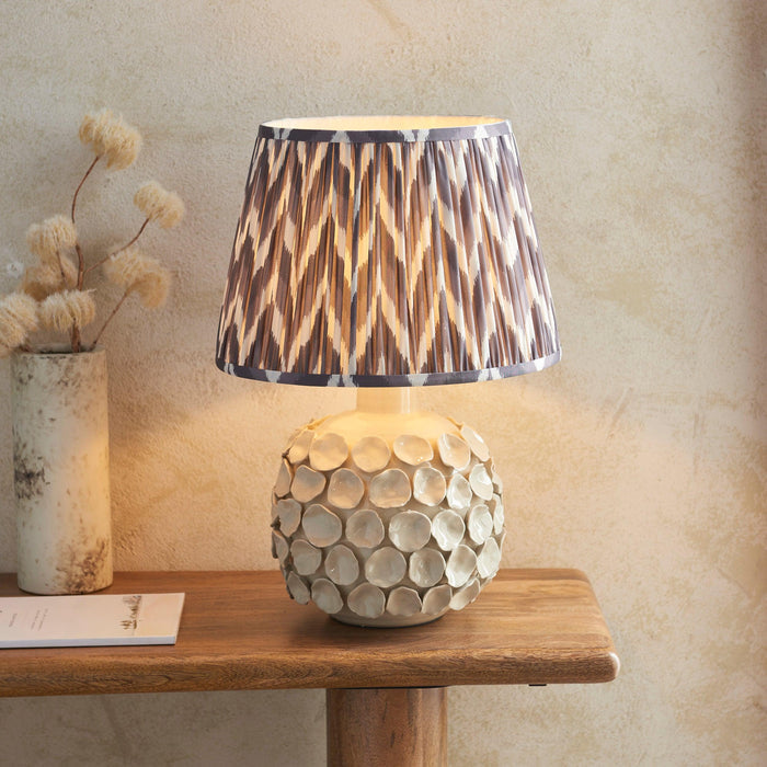 Borello Ivory Ceramic Table Lamp & Zigzag 35cm Pearl Grey Shade by Endon Lighting — suits living rooms, bedrooms & offices