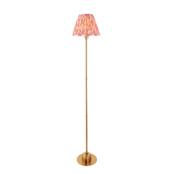 Burley Rechargeable Brass Floor Lamp & Ikat 25cm Coral Pink Shade — alternate view