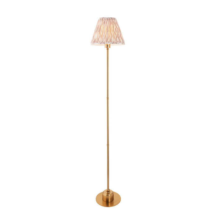 Burley Rechargeable Brass Floor Lamp & Ikat 25cm Neutral Shade — alternate view