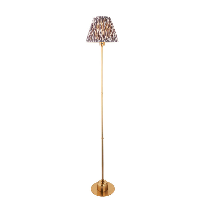Burley Rechargeable Brass Floor Lamp & Ikat 25cm Pearl Grey Shade — alternate view
