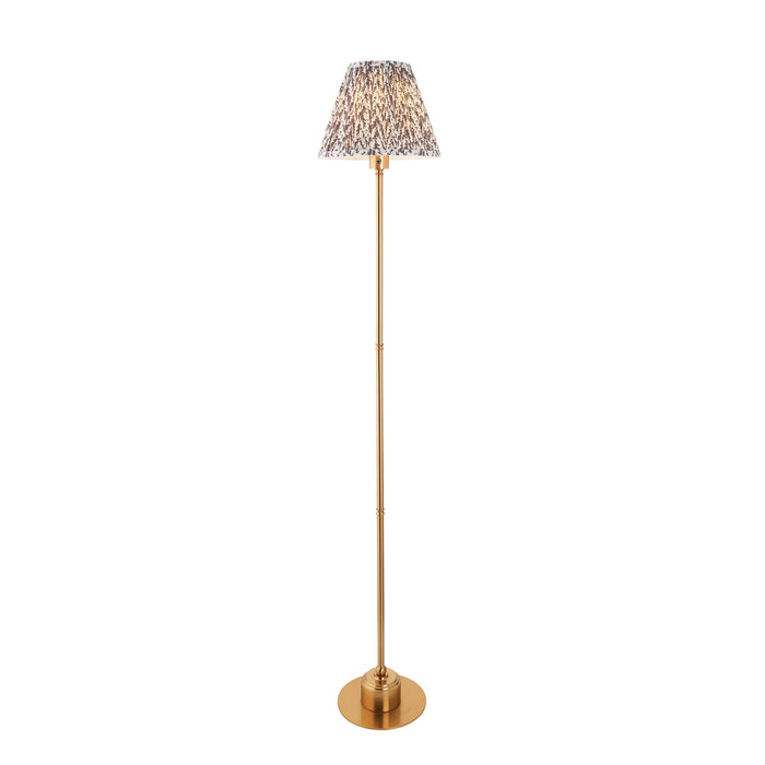 Burley Rechargeable Brass Floor Lamp & Leaf 25cm Pearl Grey Shade — alternate view