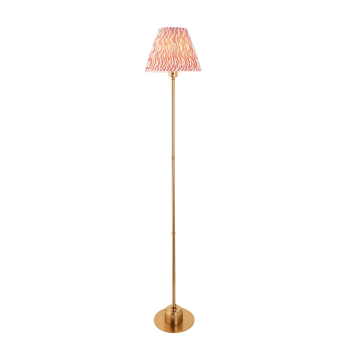 Burley Rechargeable Brass Floor Lamp & Ripple 25cm Coral Pink Shade — alternate view