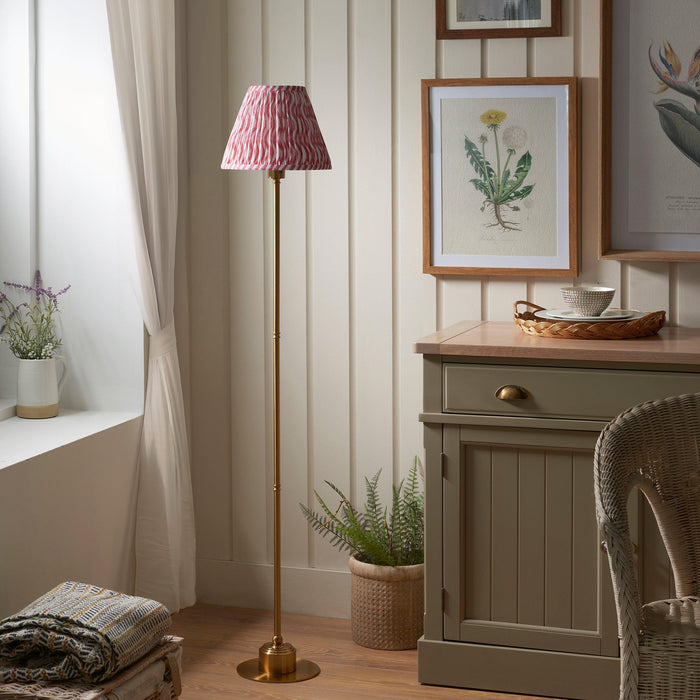 Burley Rechargeable Brass Floor Lamp & Ripple 25cm Coral Pink Shade — close-up detail