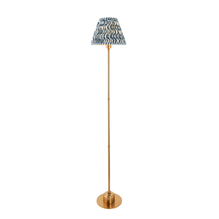 Burley Rechargeable Brass Floor Lamp & Ripple 25cm Marlin Blue Shade — alternate view