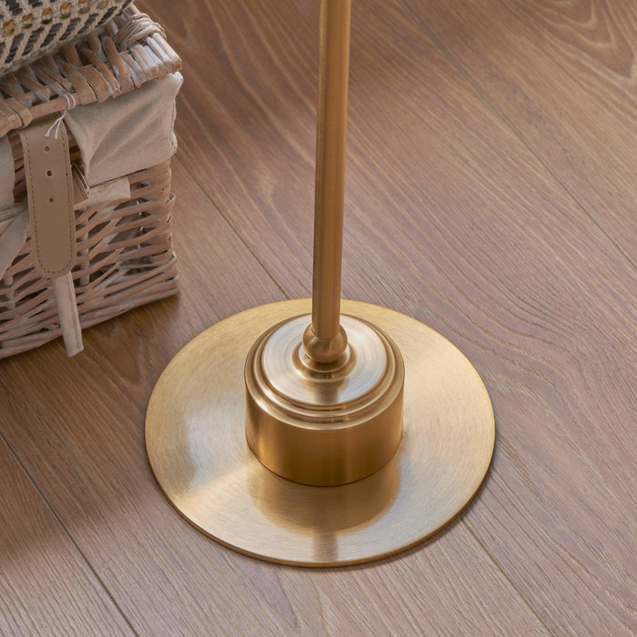 Burley Rechargeable Brass Floor Lamp & Ripple 25cm Marlin Blue Shade — additional angle