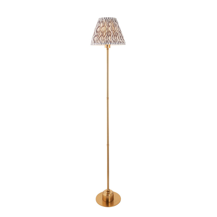 Burley Rechargeable Brass Floor Lamp & Ripple 25cm Pearl Grey Shade — alternate view