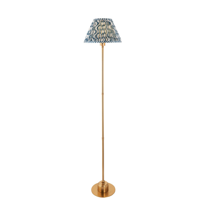 Burley Rechargeable Brass Floor Lamp & Ripple 30cm Marlin Blue Shade — alternate view