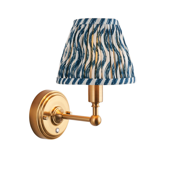 Burley Rechargeable Brass Wall Light & Ripple 16cm Marlin Blue Shade — alternate view
